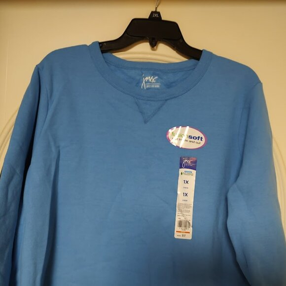 New Just My Size Cloudless Blue Fusion Soft Crew Sweatshirt Size Women's 1X 16W - Picture 2 of 2